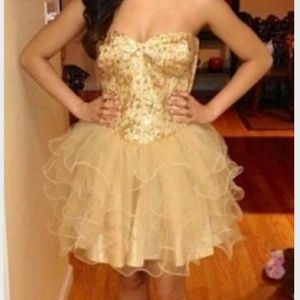Strapless Gold party/homecoming dress!!