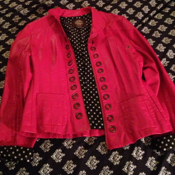 Hot Magenta Leather Jacket - Picture 1 of 3