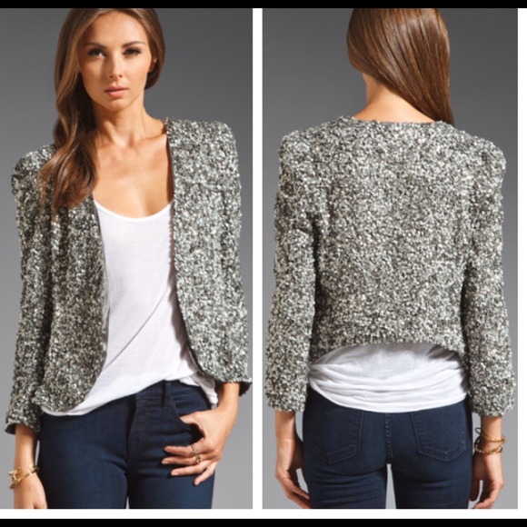 NWT Parker silver & gunmetal sequin beaded jacket