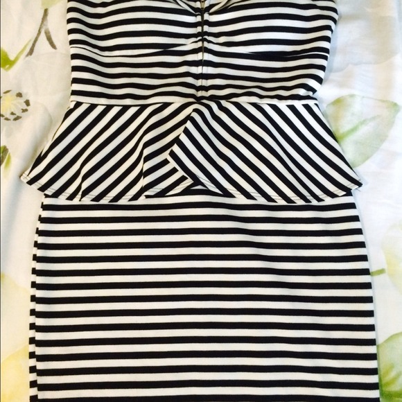 Cute black and white stripped strapless dress
