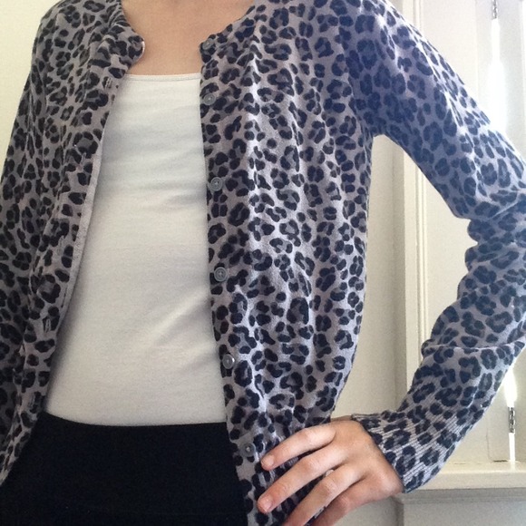 gray and black leopard print sweater