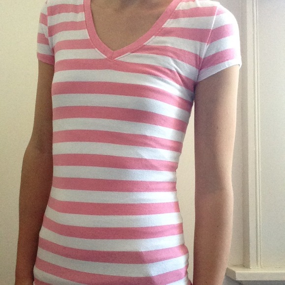 pink striped wet seal top