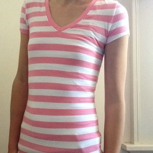 pink striped wet seal top