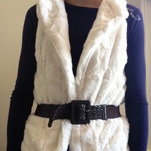 faux fur vest with belt
