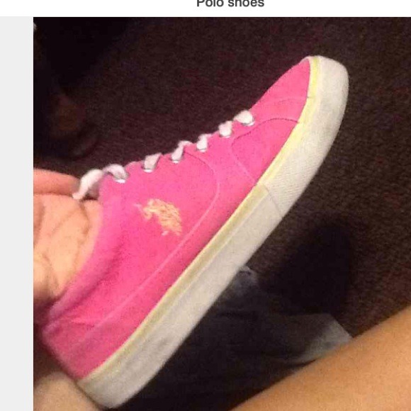 Pink polo tennis shoes