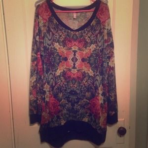 Xhilaration floral tapestry long sweater