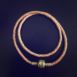 Pink leather pandora bracelet