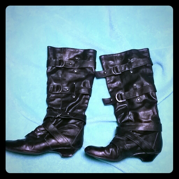 Black leather boots