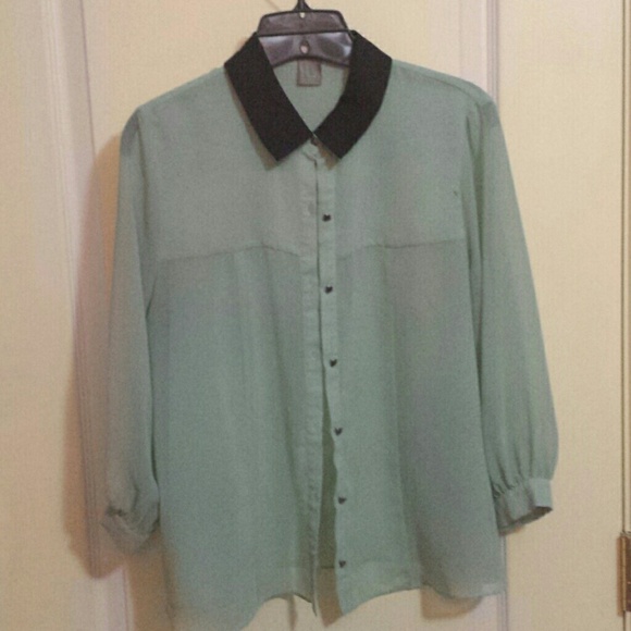 Mint Green Button-Up - Picture 1 of 4