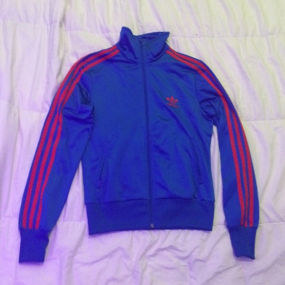 Blue and red Adidas track jacket