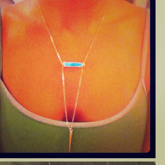 Gold filled necklace turquoise bar &  spike