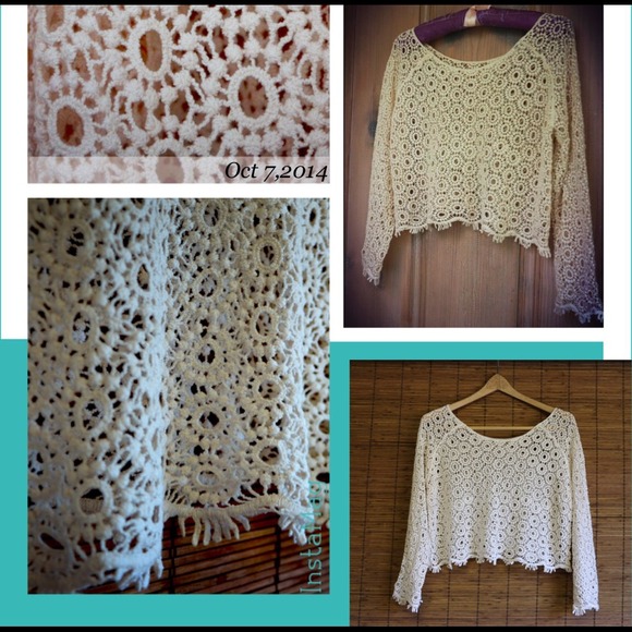 Cropped crochet sweater