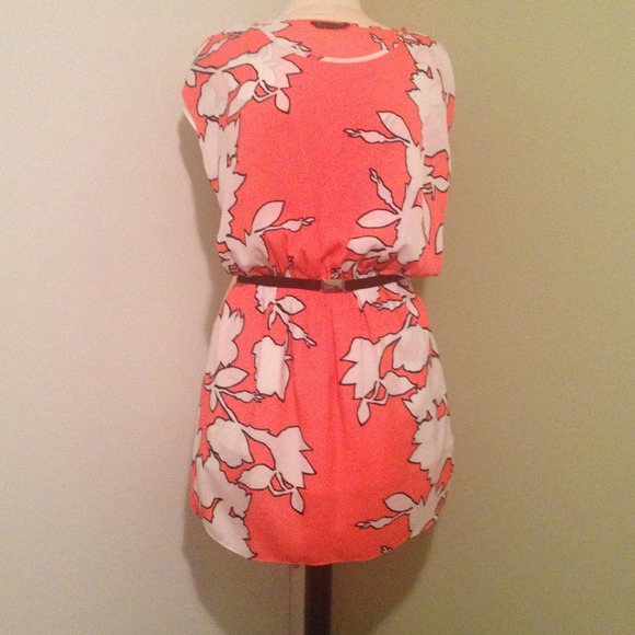 NWOT. Coral print cold shoulder dress