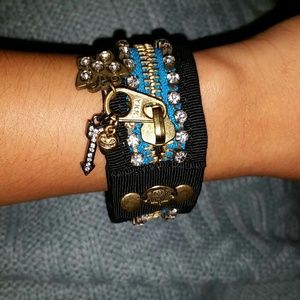 Juicy Couture Black and Blue Zipper Glitz Bracelet