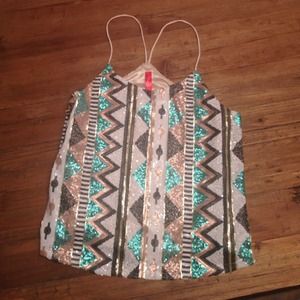 Sequined Aztec-inspired racer back tank