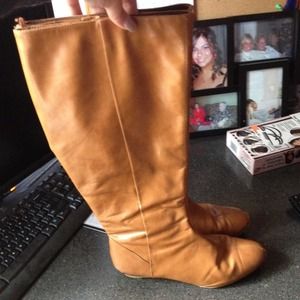 Light brown wide calf boots