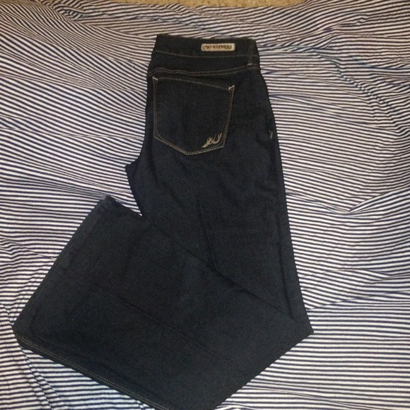 EXPRESS Dark rinse low rise flare jeans