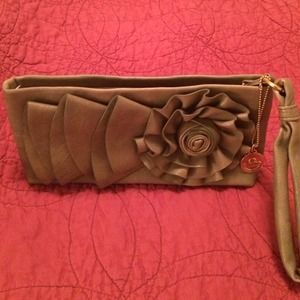 Big Buddha olive leather embellished clutch Big Buddha olive leather embellished clutch