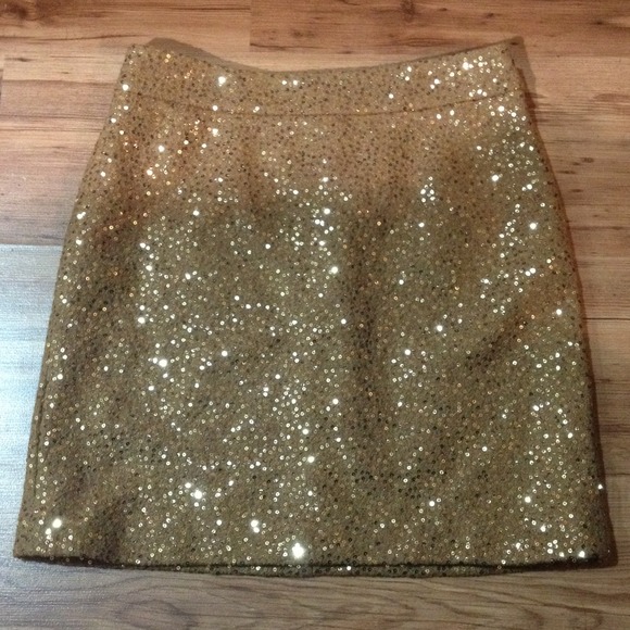 New Ann Taylor Loft skirt gold sequin holiday 2 2p