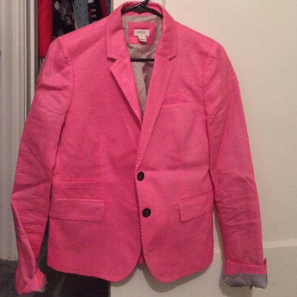 JCrew pink linen blazer