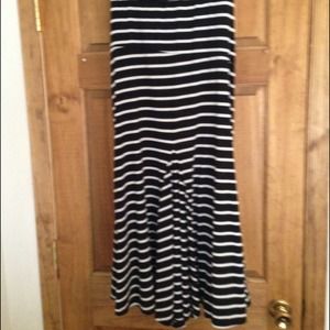 Black and White stripped Maxi Skirt