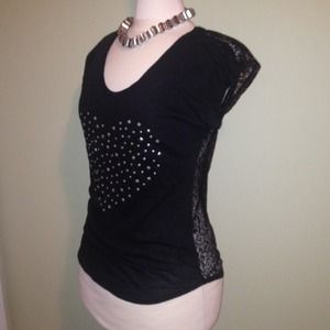NWOT. Heart lace back tee.