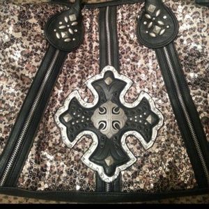 Large Miss Me cheetah sequins purse