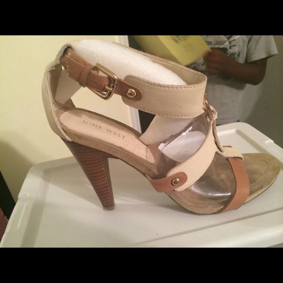 Nine West Tan and Taupe High Heel Sandal