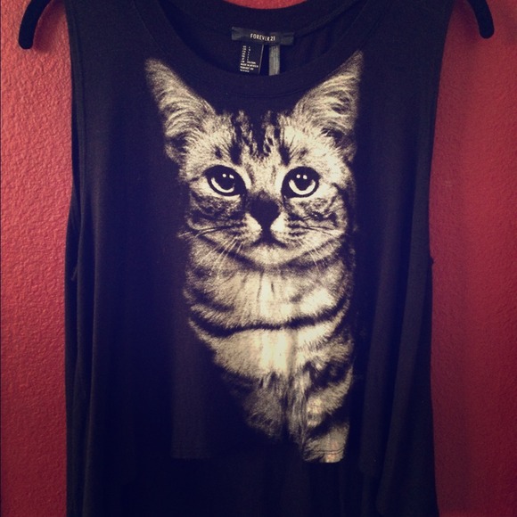 Kitten print muscle tank