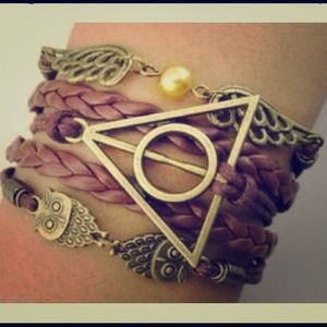 Harry potter, hallows, snitch, and owl bracelet