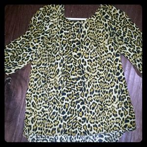 Leopard top with bow back