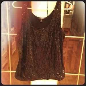 Sequin black top 1x Plus NWT