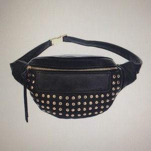 Black and gold stud fanny pack