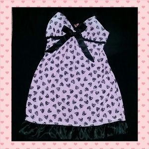 NWOT Pink & Black Hearts Lingerie