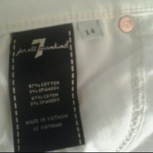 All white 7 of man kind cotton spandex pants