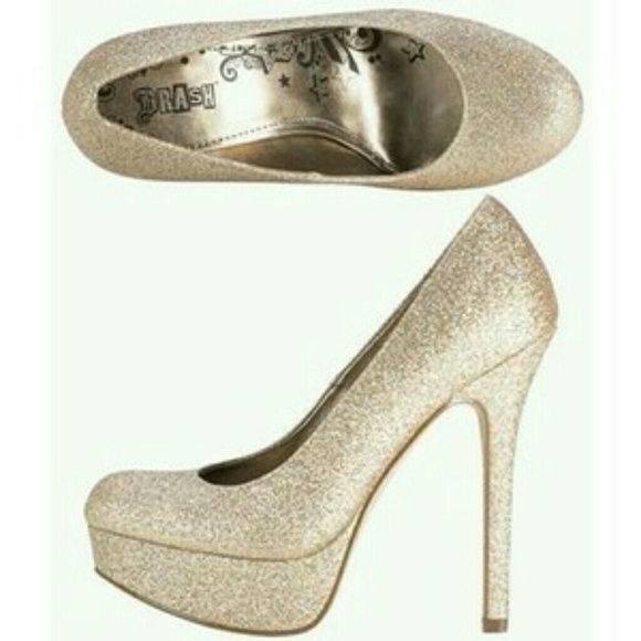 gold glitter pumps