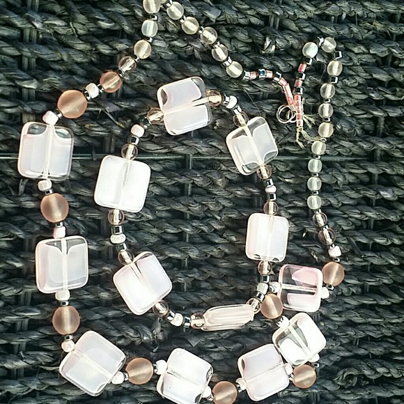 Pink Glass Bead Necklace and Bracelet