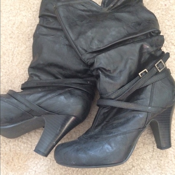 Black leather boots