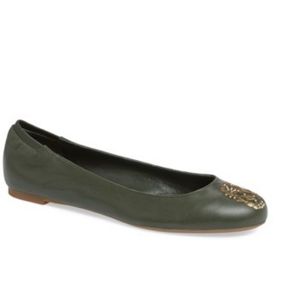 Alexander McQueen Shoes - Alexander McQueen Military Green Skull Ballet Flat