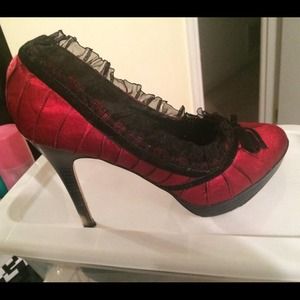 Pleaser Red and Black Pump