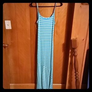 My Story teal and white striped maxi
