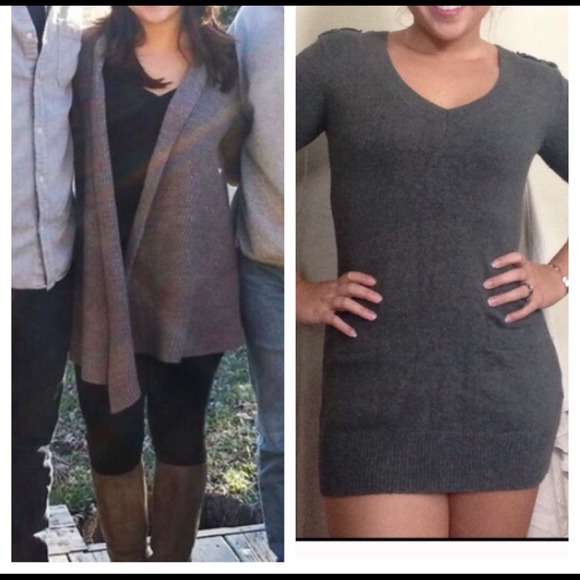 New York & Company Sweaters - Bundle: Long Gray Sweater and Military Dress