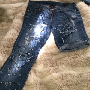Genetic Denim skinny JEAN 1 leg cut off DISTRESSED