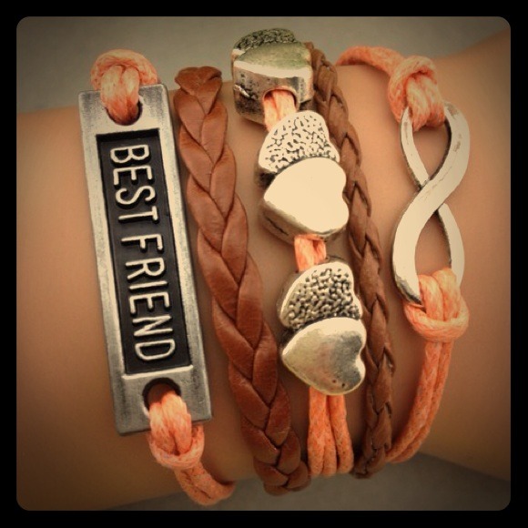 Jewelry - peach & brown best friend bracelet