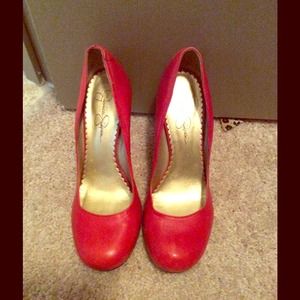 Jessica Simpson red high heels
