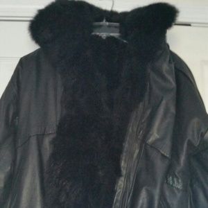 REDUCED Leather fur lined jacket