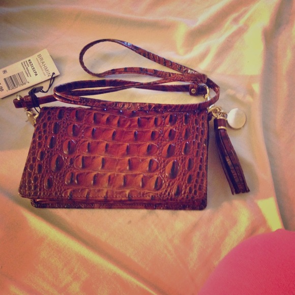 Brown genuine leather Brahmin bag!