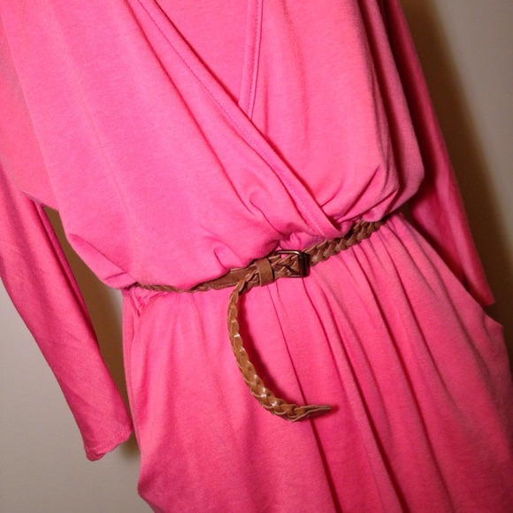 ❌BUNDLED❌Muted coral Dolman belted dress - Picture 3 of 3