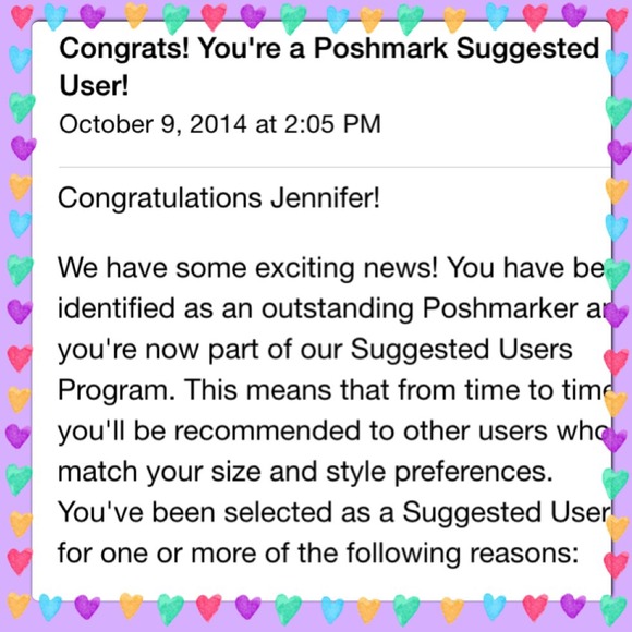💕💕I'M A SUGGESTED USER!!/POSH AMBASSADOR!