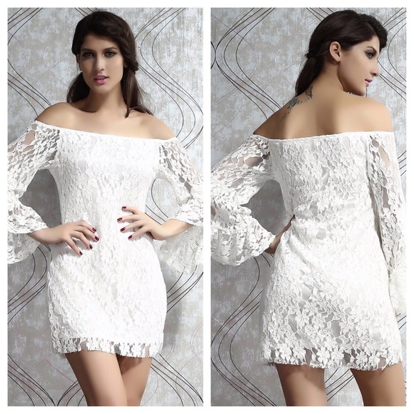 Dresses & Skirts - White Lace Off The Shoulders Dress